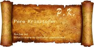 Pere Krisztofer névjegykártya